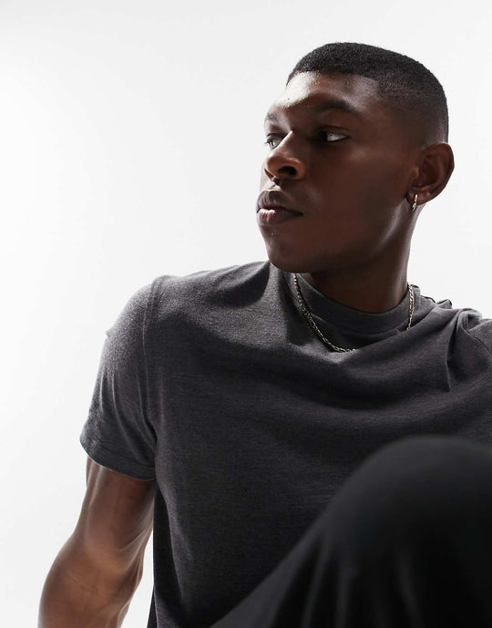 asos-design-cotton-t-shirt-with-crew-neck-in-charcoal-marl-grey