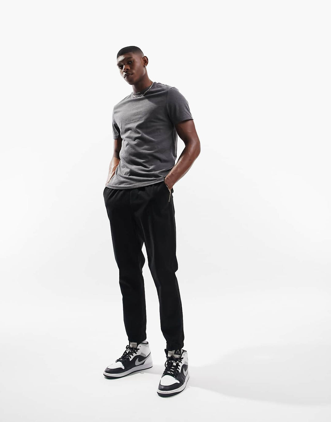 asos-design-cotton-t-shirt-with-crew-neck-in-charcoal-marl-grey