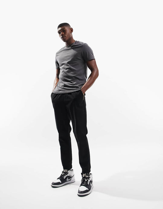 asos-design-cotton-t-shirt-with-crew-neck-in-charcoal-marl-grey