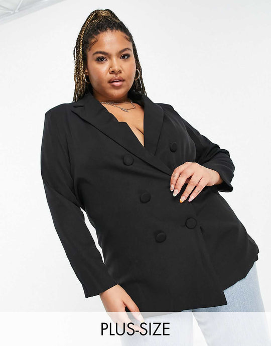 Koco & K Plus longline blazer in black