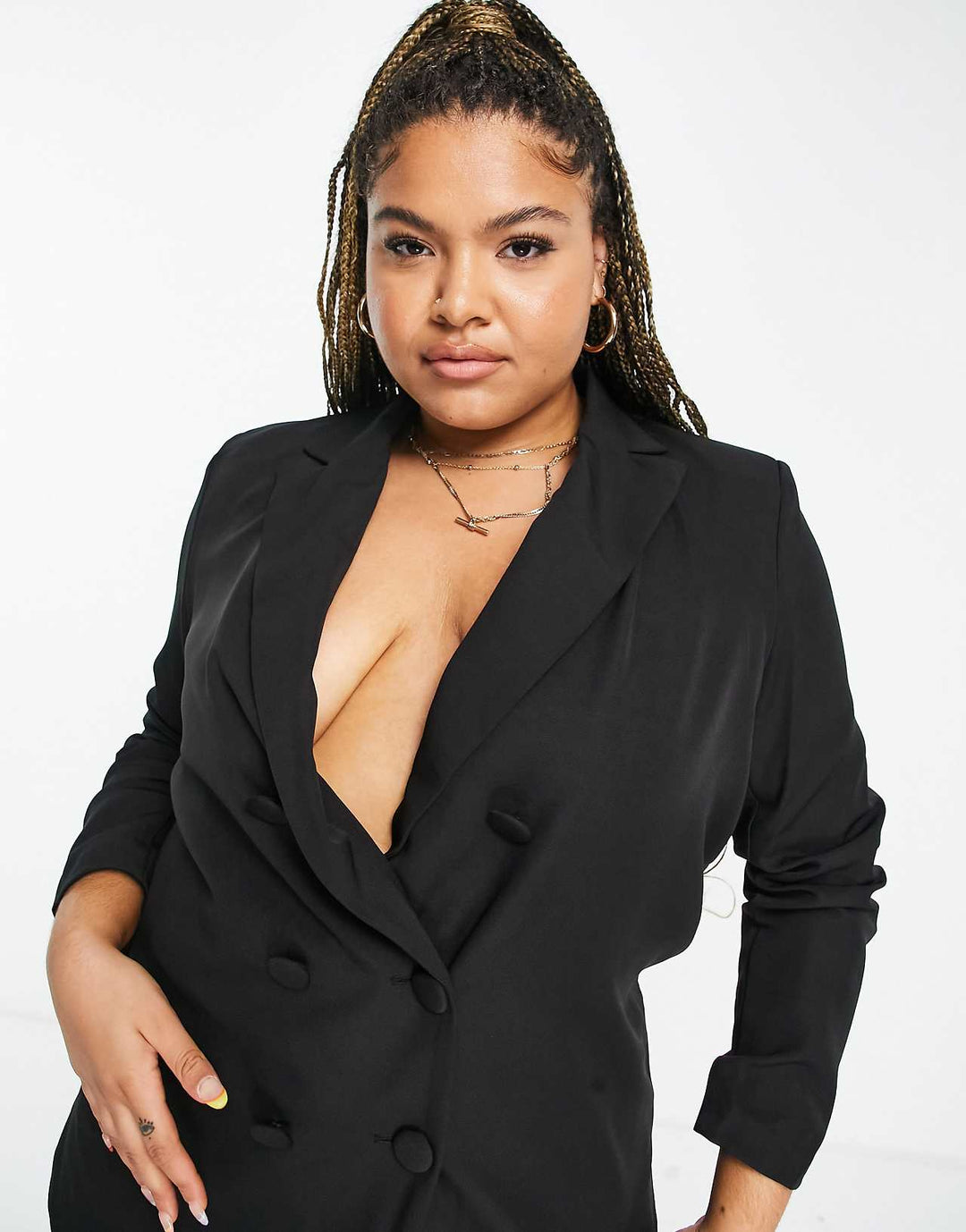 Koco & K Plus longline blazer in black