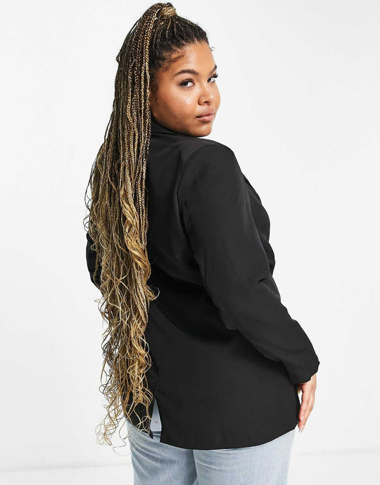 Koco & K Plus longline blazer in black
