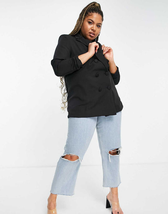 Koco & K Plus longline blazer in black