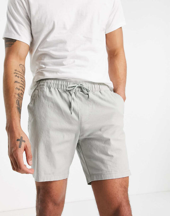 ASOS Design Slim Chino Shorts in Light Grey