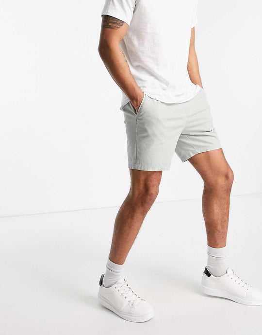 ASOS Design Slim Chino Shorts in Light Grey