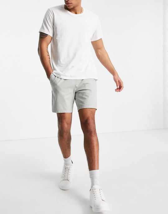 ASOS Design Slim Chino Shorts in Light Grey