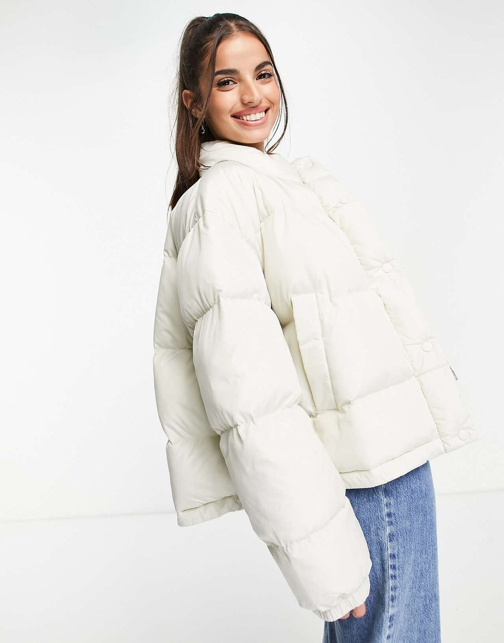 ASOS Design Oversized Puffer Jacket in Cream