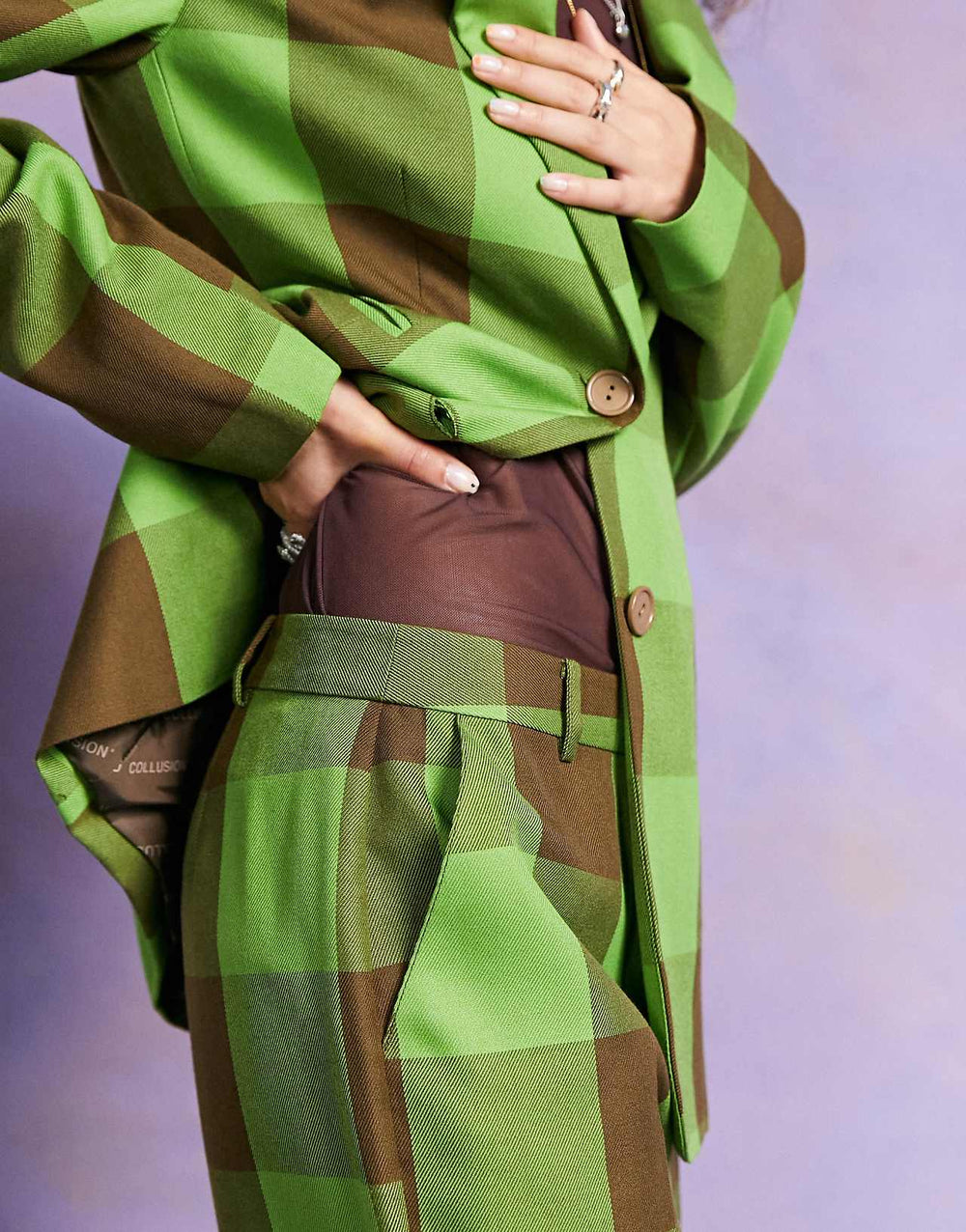 Collusion Flare in Green and Brown Check