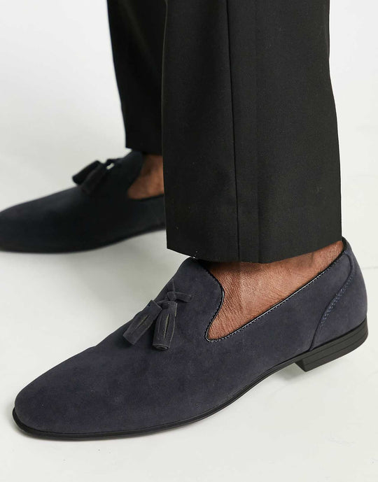 ASOS Design Loafers in Navy Faux Suede