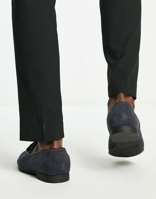 ASOS Design Loafers in Navy Faux Suede