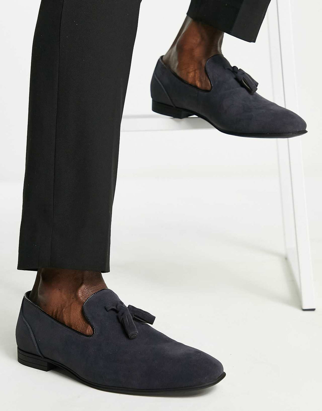 ASOS Design Loafers in Navy Faux Suede