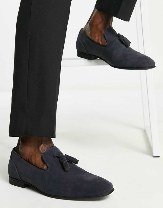 ASOS Design Loafers in Navy Faux Suede