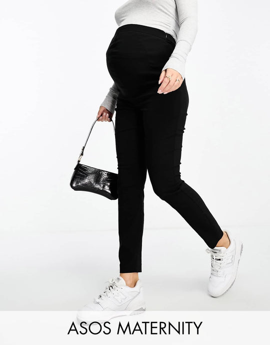 ASOS Design Maternity Tailored High Waist Skinny Trousers in Black