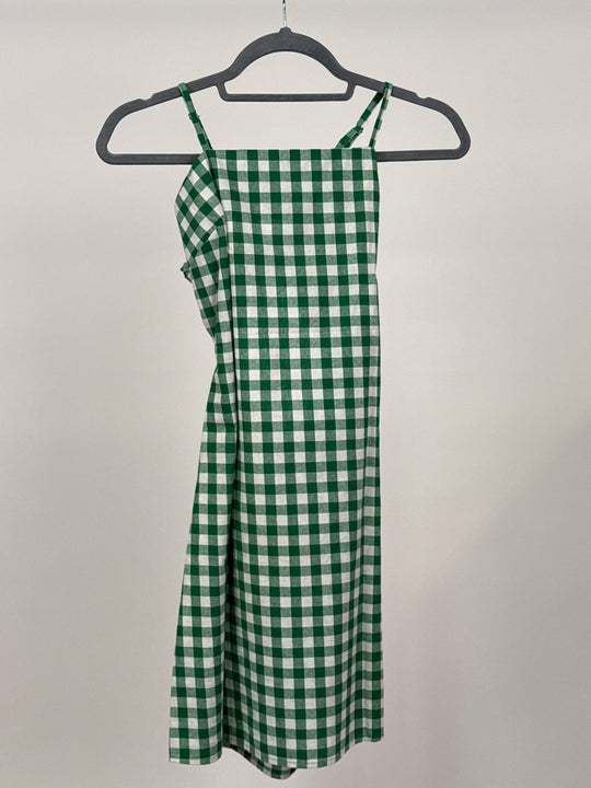 Glamorous Green White Gingham Dress