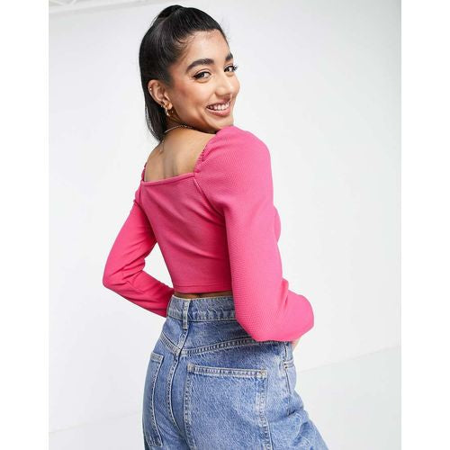 Frolic-hihallinen lyhyt toppi olkainyksityiskohdilla, fuksianpinkki