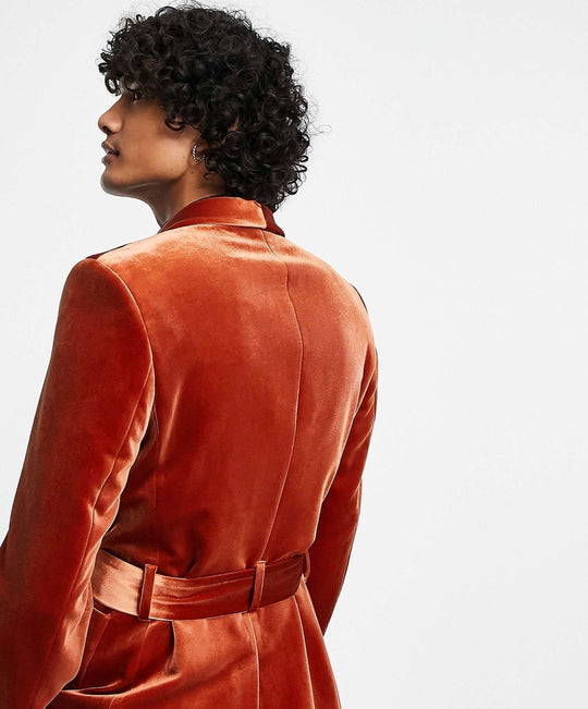 ASOS DESIGN super skinny smoking jacket in orange