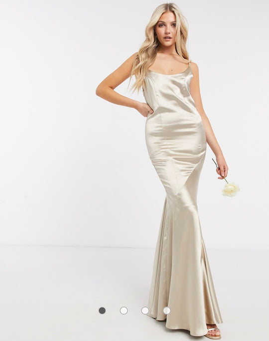 ASOS DESIGN Bridesmaid satin scoop maxi dress