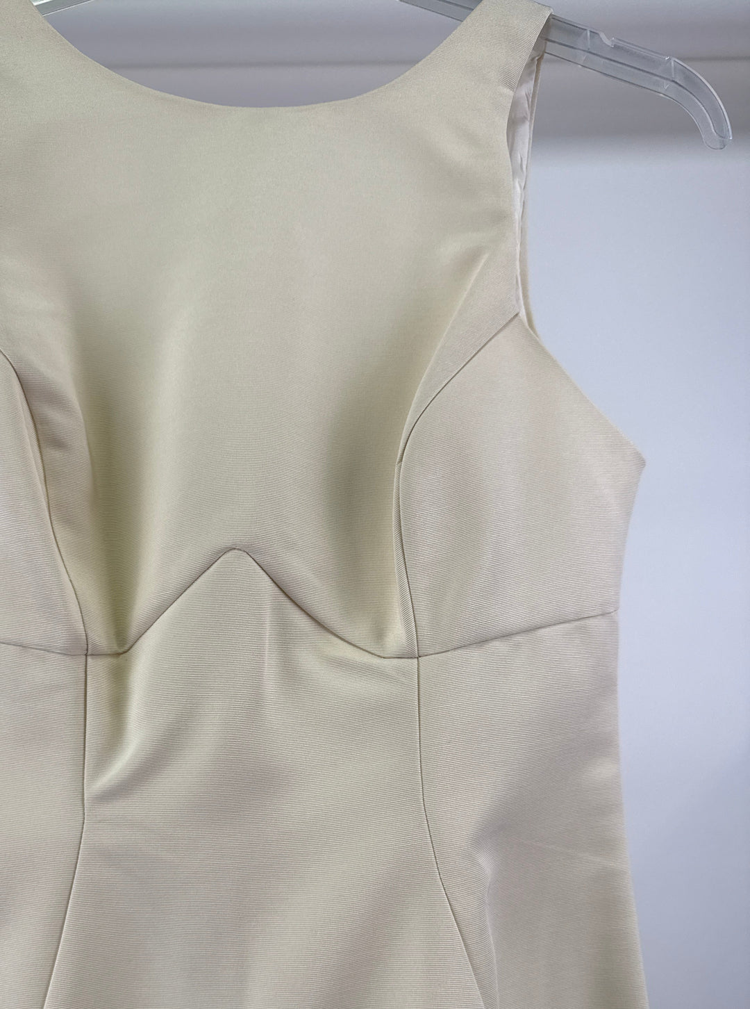 ASOS DESIGN racer neck structured midi dress with seam detail in beige