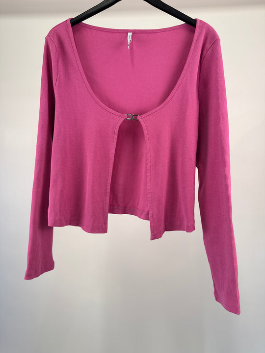 ASYOU front split cardigan in pink