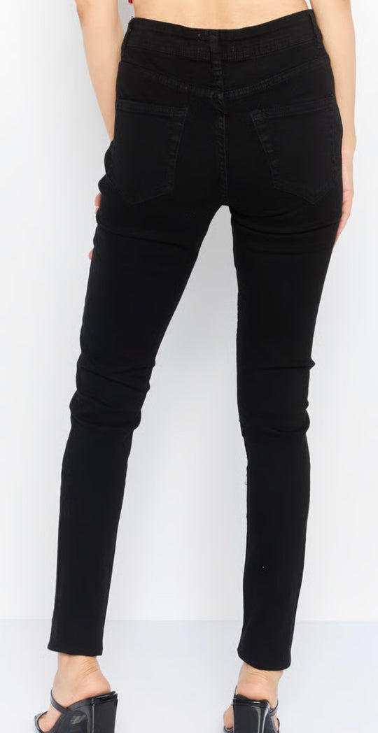 Dont Think Twice spray on ripped jeans in black