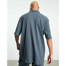 Puma Classics ribbed polo shirt in dark slate