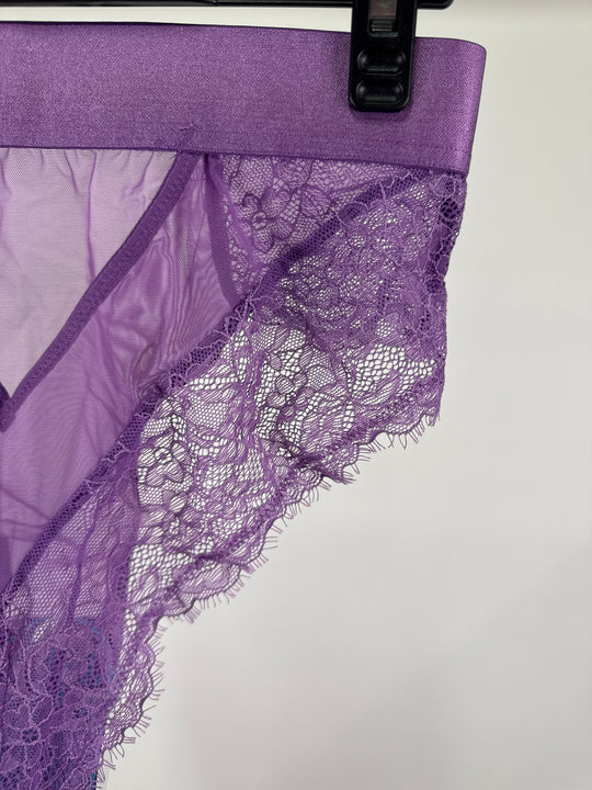 Wolf & Whistle high leg high waist thick elastic brief in purple