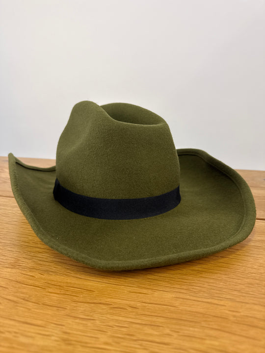 ASOS DESIGN tall crown fedora in khaki