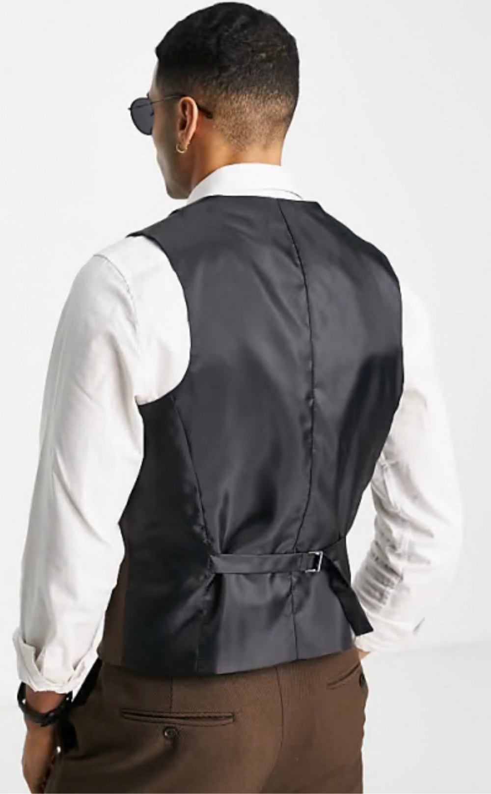 ASOS DESIGN wedding skinny suit waistcoat in brown