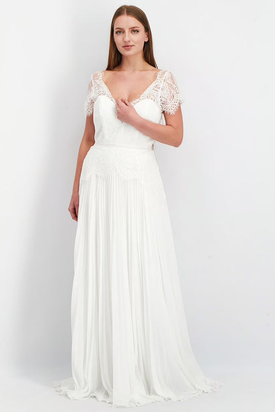 Sophia plunge lace wedding dress