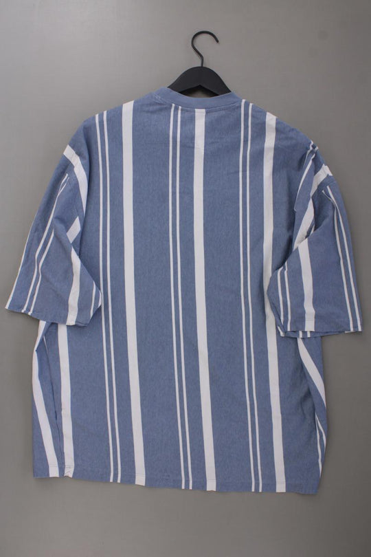 ASOS DESIGN oversized stripe t-shirt in light blue with Chicago chest print