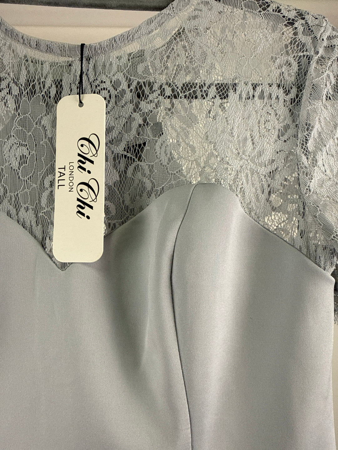 Chi Chi London Tall lace mix high low dress in blue