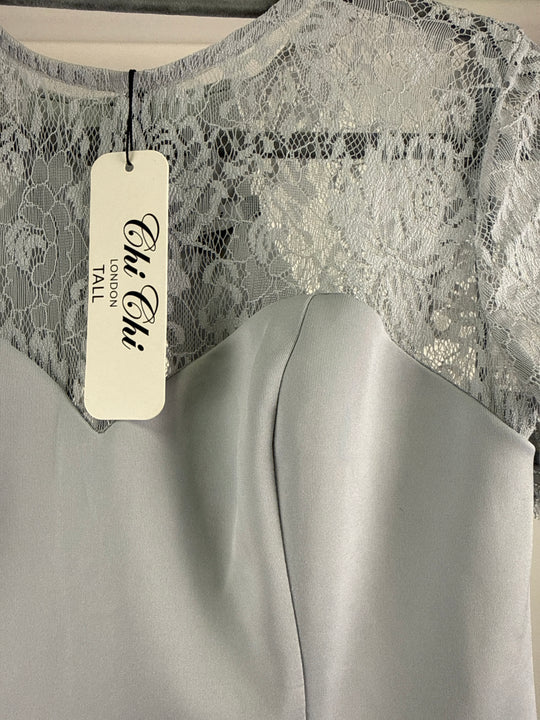 Chi Chi London Tall lace mix high low dress in blue