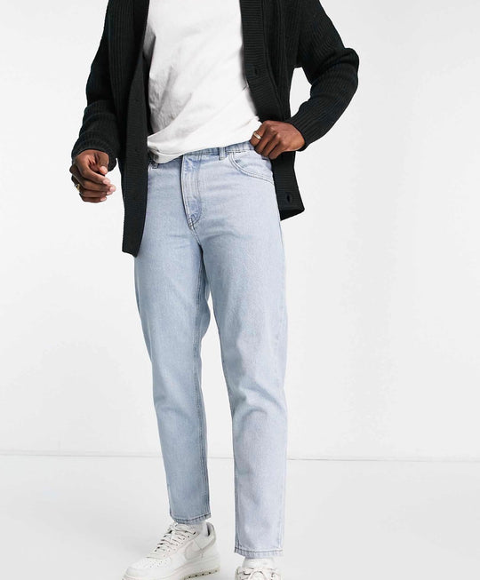 asos design classic rigid jeans in light stone with elasticated waist