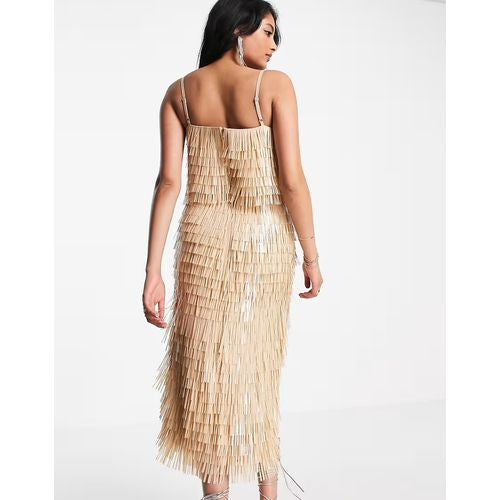 ASOS DESIGN shard detail midi dress with sheer