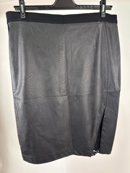 Lizalu leather mix skirt in black