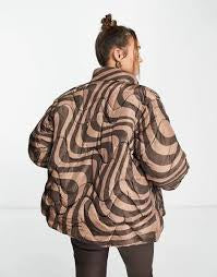 ASOS DESIGN pyörrekuvioitu topattu takki, ruskea