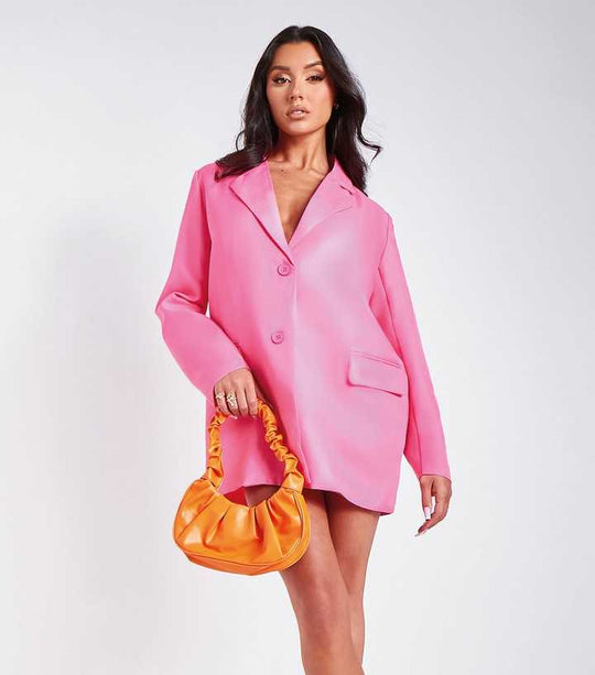 Missyempire oversized leather look blazer co ord in Pink