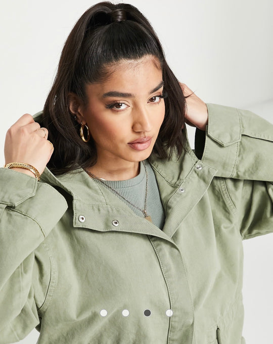 Asos Design lightweight parka in Sage