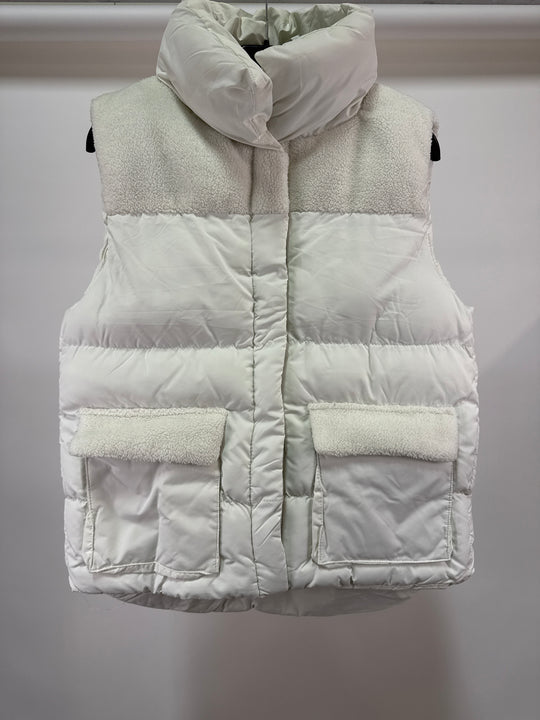 Threadbare Apple padded gilet with borg in off white