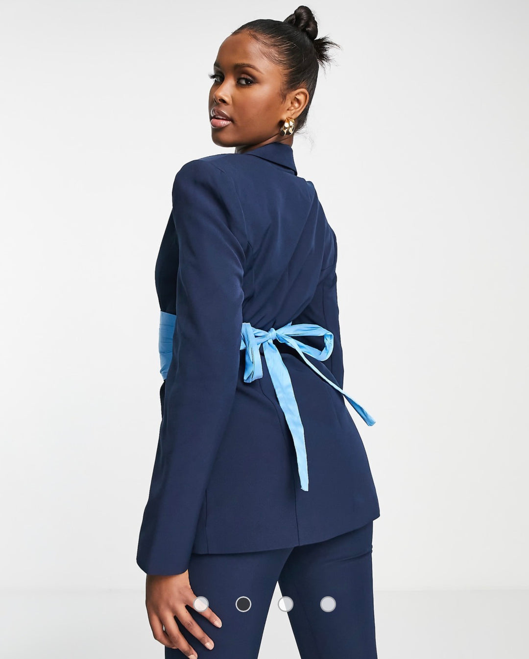 ASYOU blazer with taffeta belt in navy