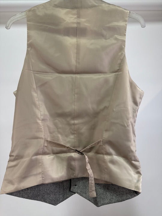 ASOS DESIGN super skinny wool mix waistcoat in mushroom brown texture