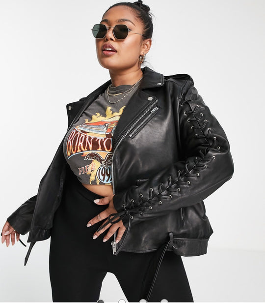 Barney's Originals aitoa nahkaa, pitsihihainen nahkatakki