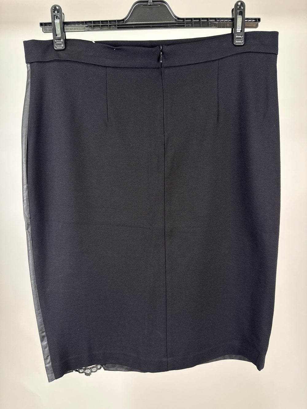 Lizalu leather mix skirt in black