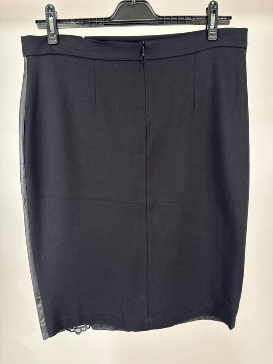 Lizalu leather mix skirt in black