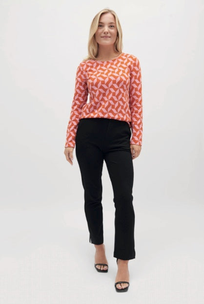 Cropped slit pants black -Y22M