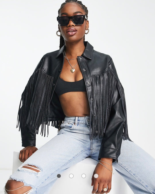 Miss Selfridge hapsullinen keinonahkatakki, musta