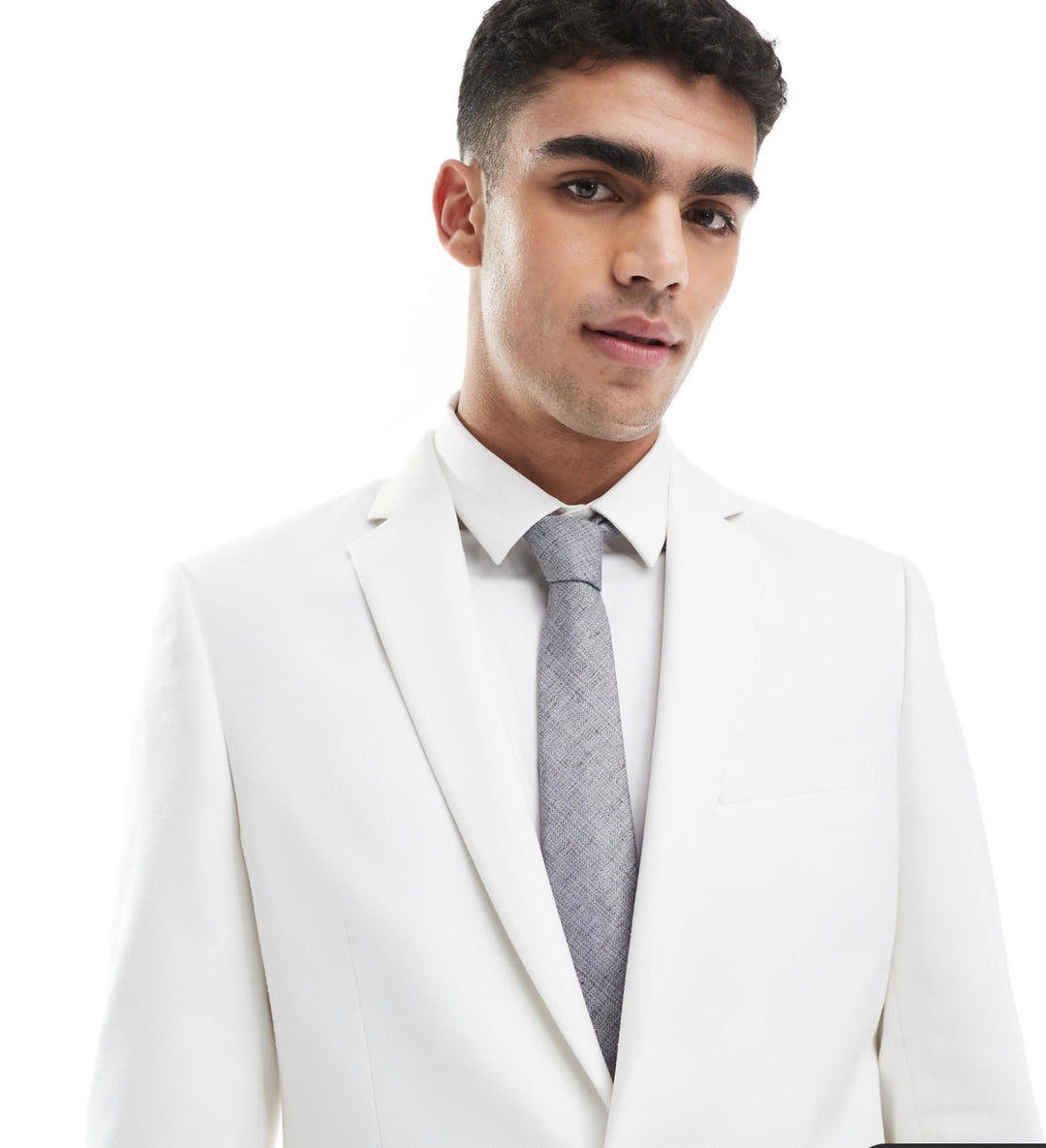 ASOS DESIGN slim suit jacket in textured white fabric