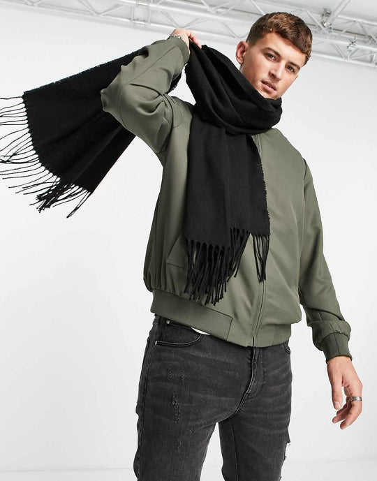 asos-design-blanket-scarf-in-black-with-tassels