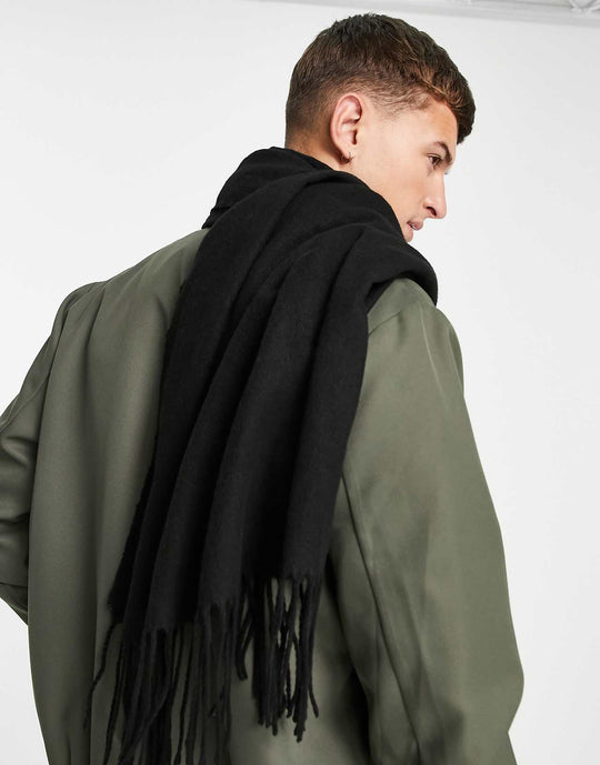 asos-design-blanket-scarf-in-black-with-tassels