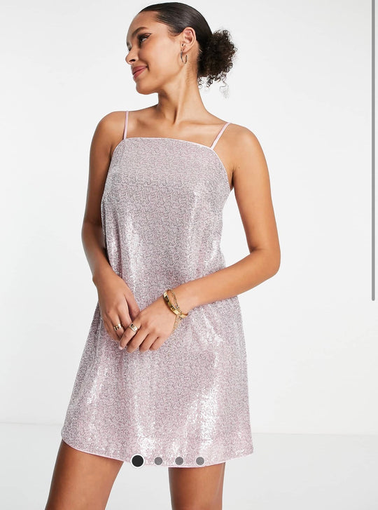 Other stories a line mini dress in pink sequin